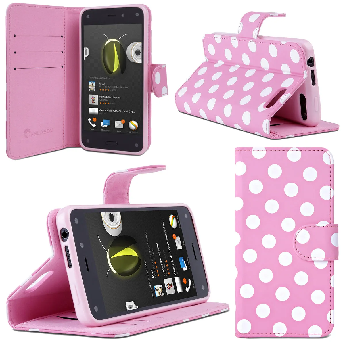 Amazon Fire Leather Book Case-White/Pink