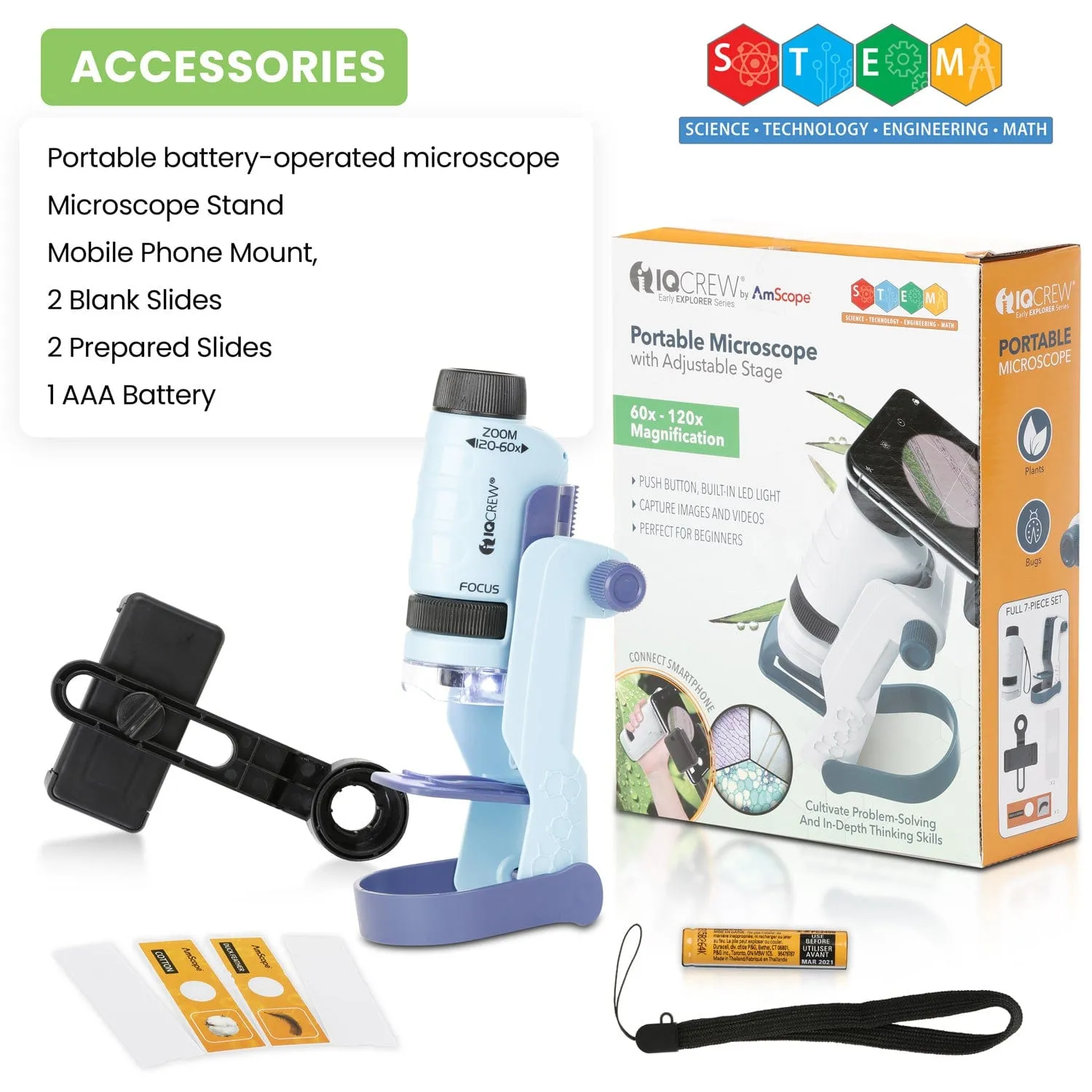 AmScope Kid's Genuine Insect Adventurer Series Set featuring 60X-120X Portable LED Handheld Microscope, Ultimate Insect Exploration Set and more