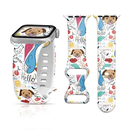 AMUSEPROFI Kids Watch Band Compatible Apple Watch Bands for Kids, iWatch Bands Compatible for Apple Watch Band for Kids, Cute Design iWatch Bands for Kids Soft Silicone Watch Bands for Boys Girls