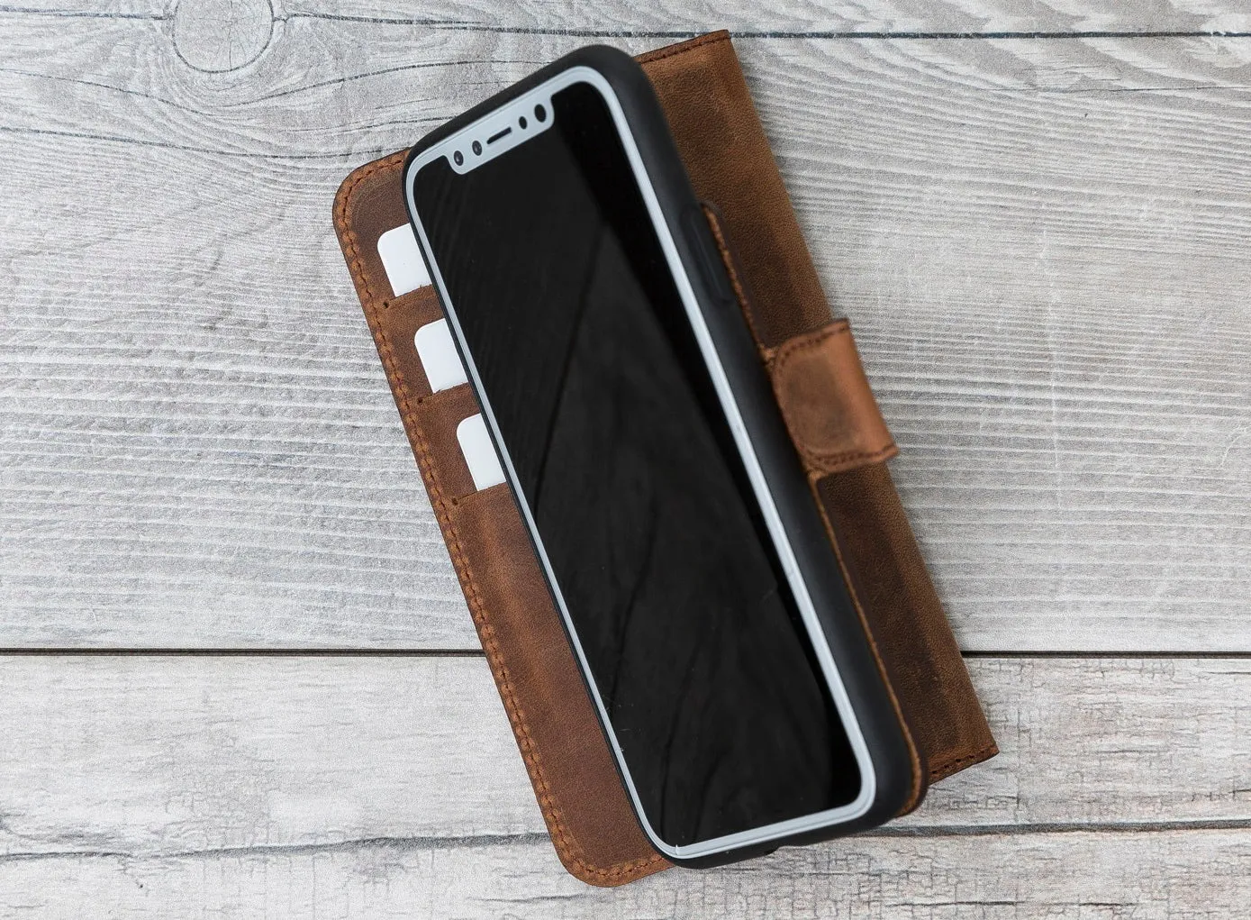 Antic Brown Magnetic Leather Case for iPhone XR/X/XS/XS Max