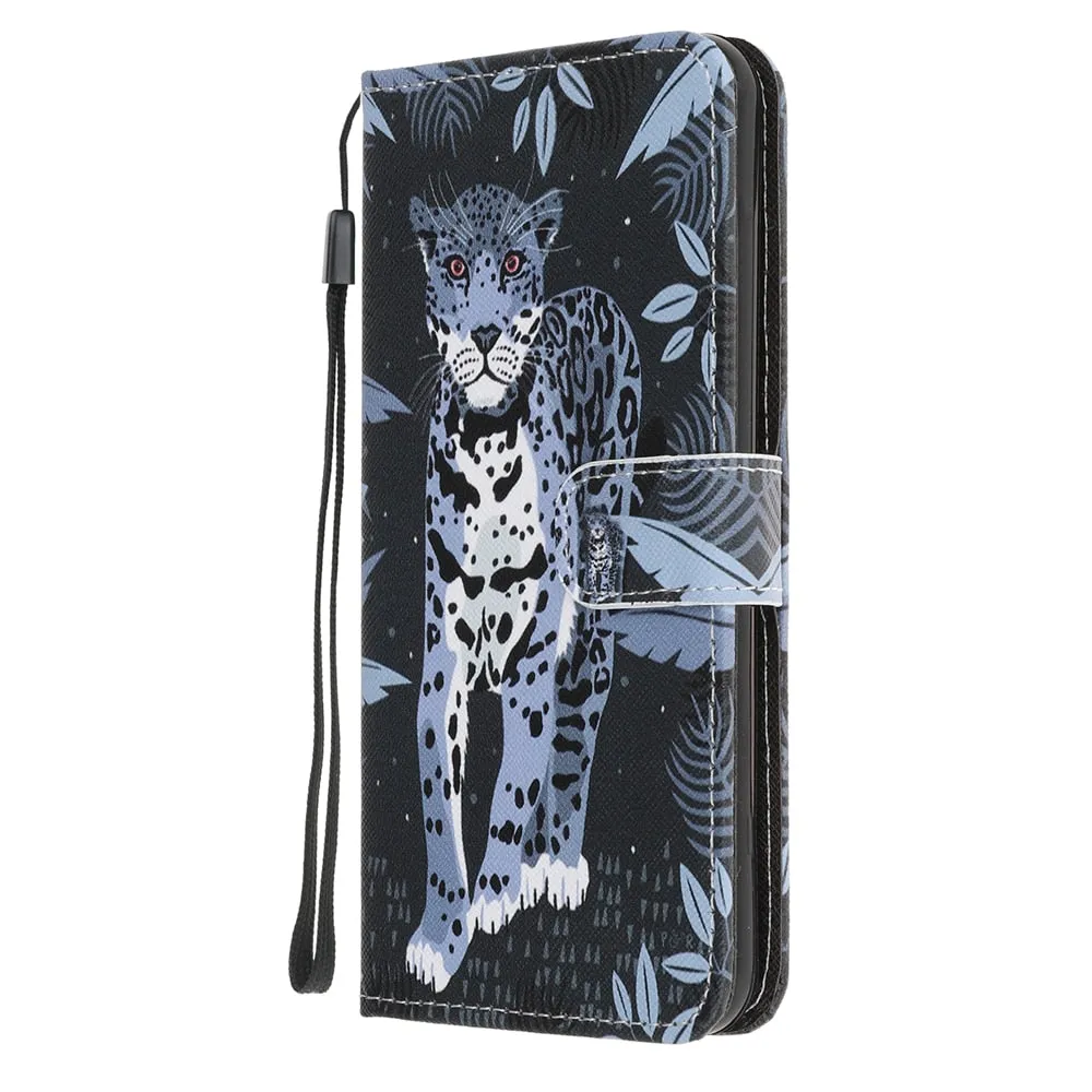 Anymob iPhone Case White Lion Leather Flip Wallet Cartoon Stand Phone Cases Cover