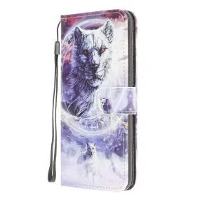 Anymob iPhone Case White Lion Leather Flip Wallet Cartoon Stand Phone Cases Cover