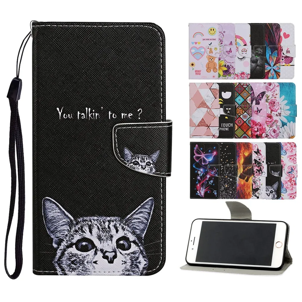 Anymob Samsung Multicolored Pattern Phone Cases Leather Flip Stand Cover