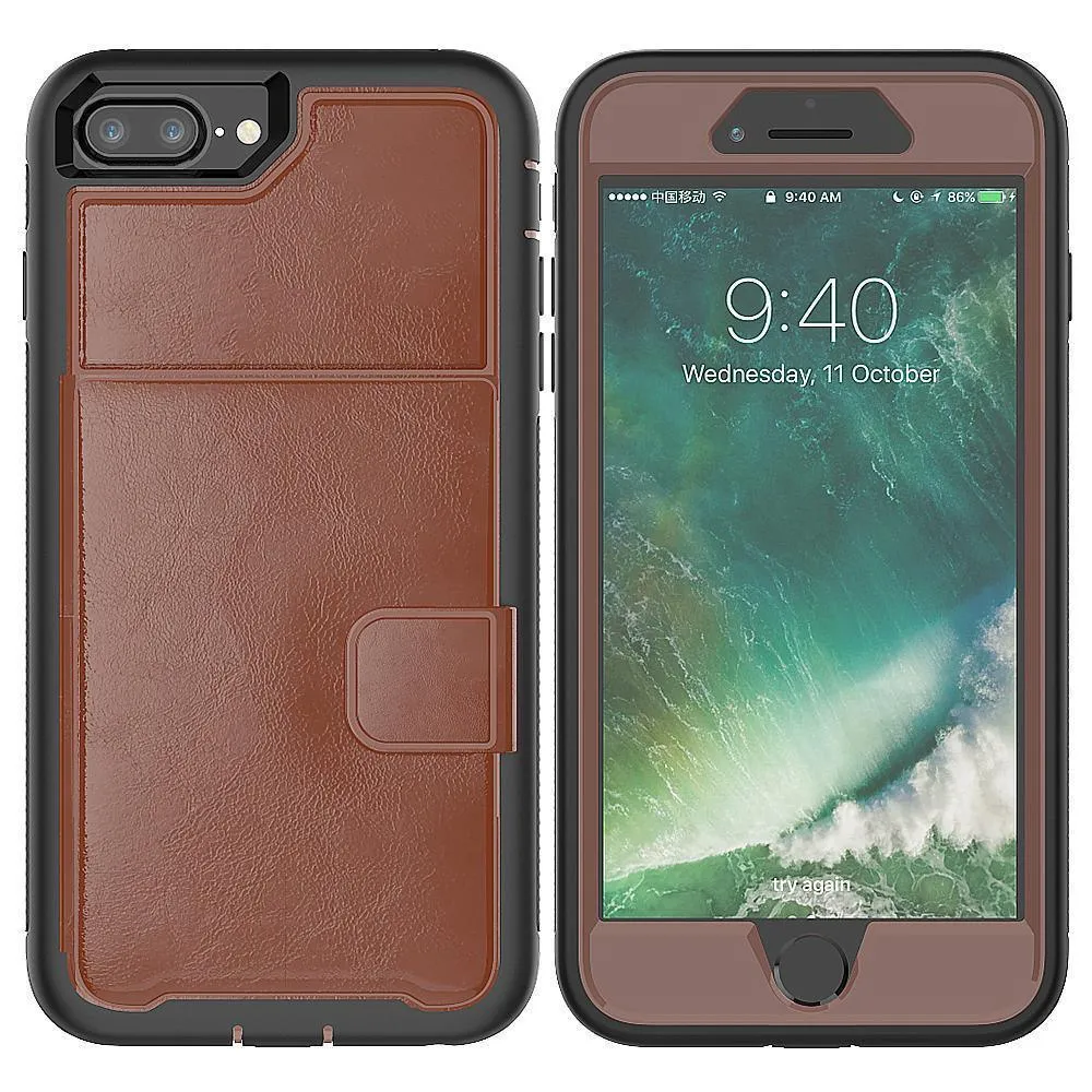 Apple iPhone 8 Plus / iPhone 7 Plus Magnetic Folio Leather Wallet W. Card Slot and Stand Case by Modes