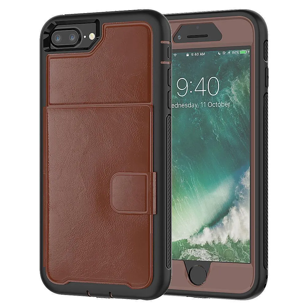 Apple iPhone 8 Plus / iPhone 7 Plus Magnetic Folio Leather Wallet W. Card Slot and Stand Case by Modes