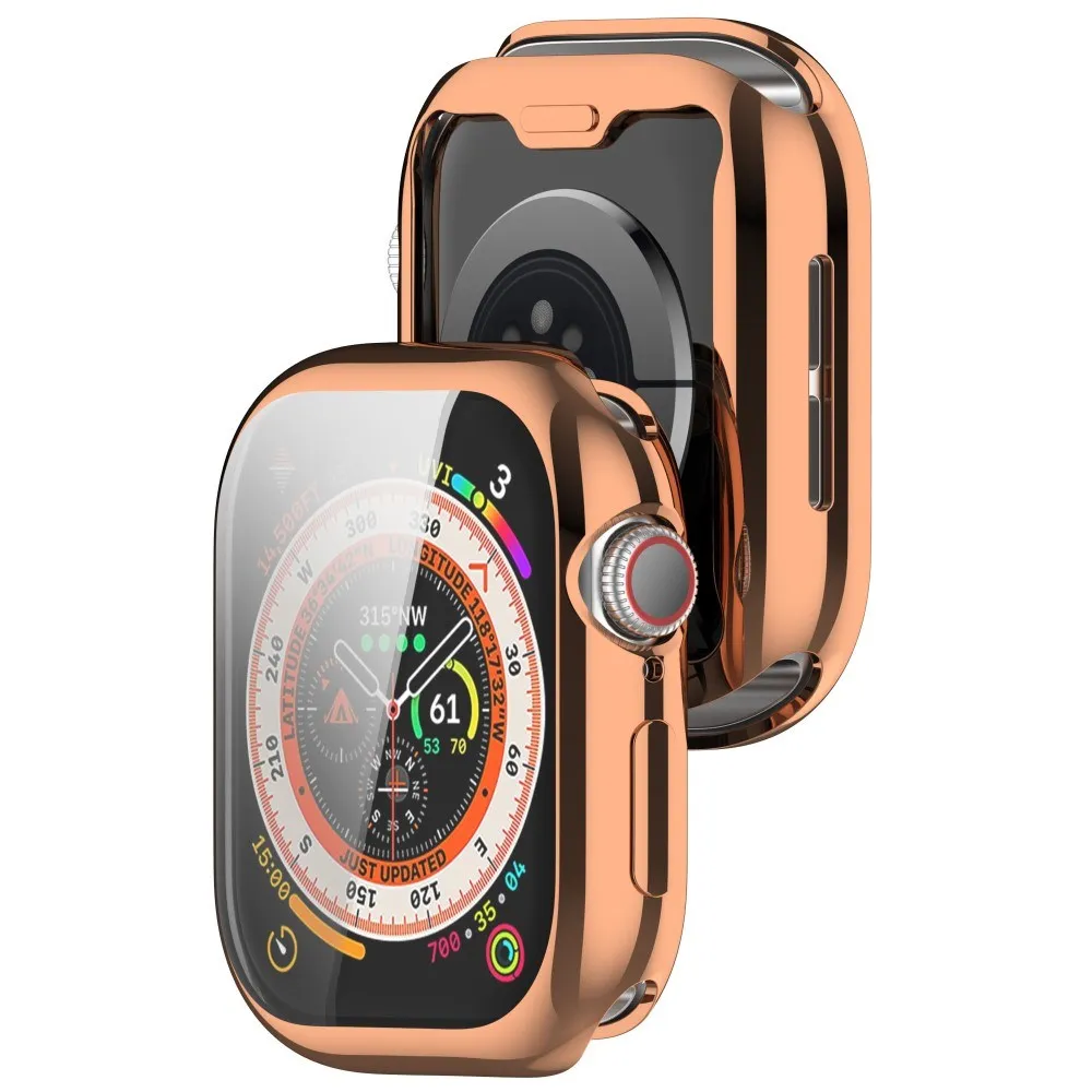 Apple Watch 10 (42mm) Fleksibelt Plast Cover m. Skærmbeskyttelse - Rose Gold