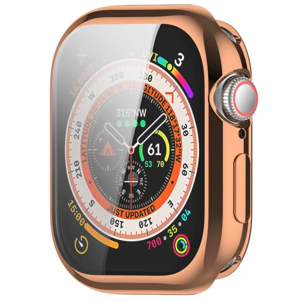 Apple Watch 10 (42mm) Fleksibelt Plast Cover m. Skærmbeskyttelse - Rose Gold