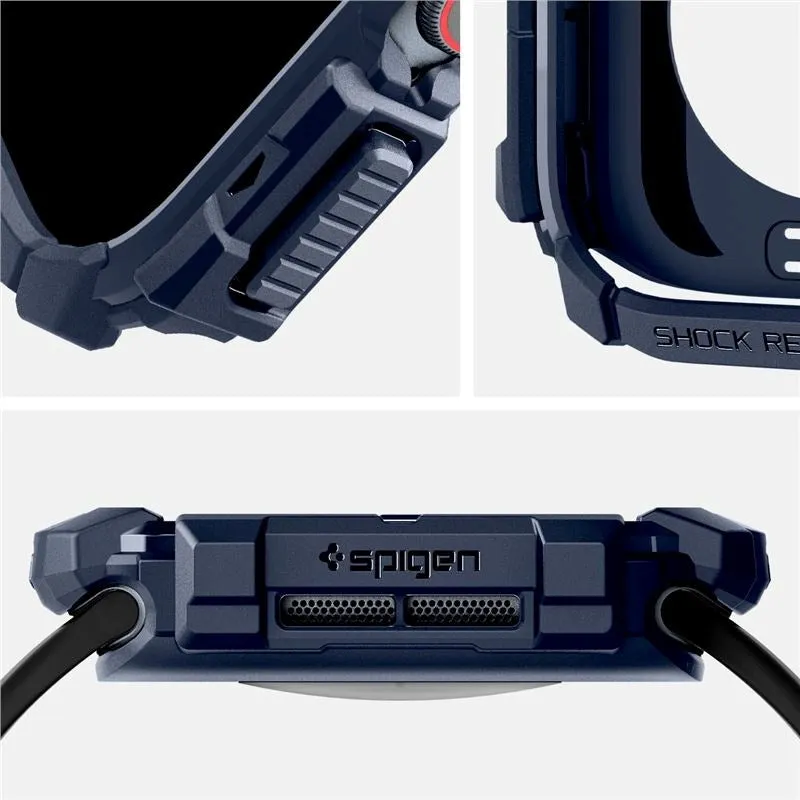 Apple Watch 10 (42mm) Spigen Rugged Armor Cover - Fleksibelt Plastik - Blå