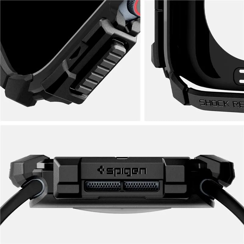 Apple Watch 10 (42mm) Spigen Rugged Armor Cover - Fleksibelt Plastik - Sort