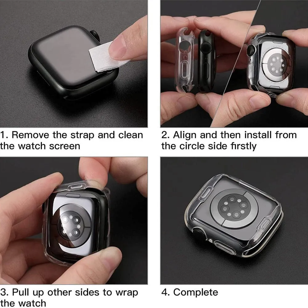 Apple Watch 9/8/7 (41mm) Fleksibelt Plastik Cover m. Indbygget Skærmbeskyttelse - Gennemsigtig