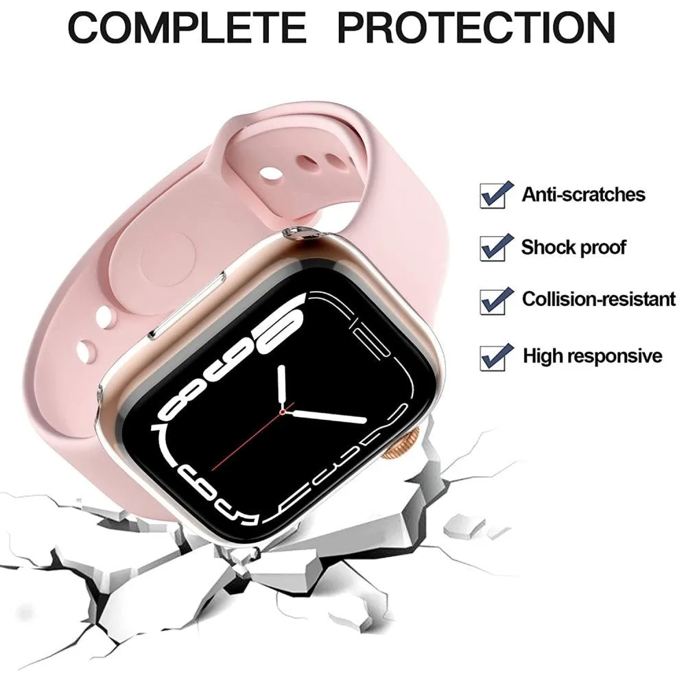 Apple Watch 9/8/7 (41mm) Fleksibelt Plastik Cover m. Indbygget Skærmbeskyttelse - Gennemsigtig