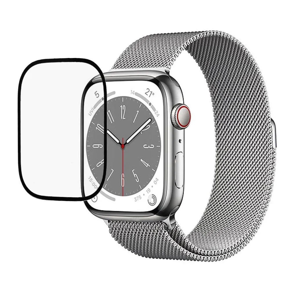 Apple Watch 9/8/7 (41mm) Hærdet Glas Beskyttelse - Sort Kant