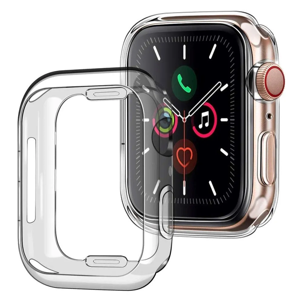 Apple Watch 9/8/7 (45mm) Fleksibel Plastik Cover m. Indbygget Skærmbeskyttelse - Gennemsigtig