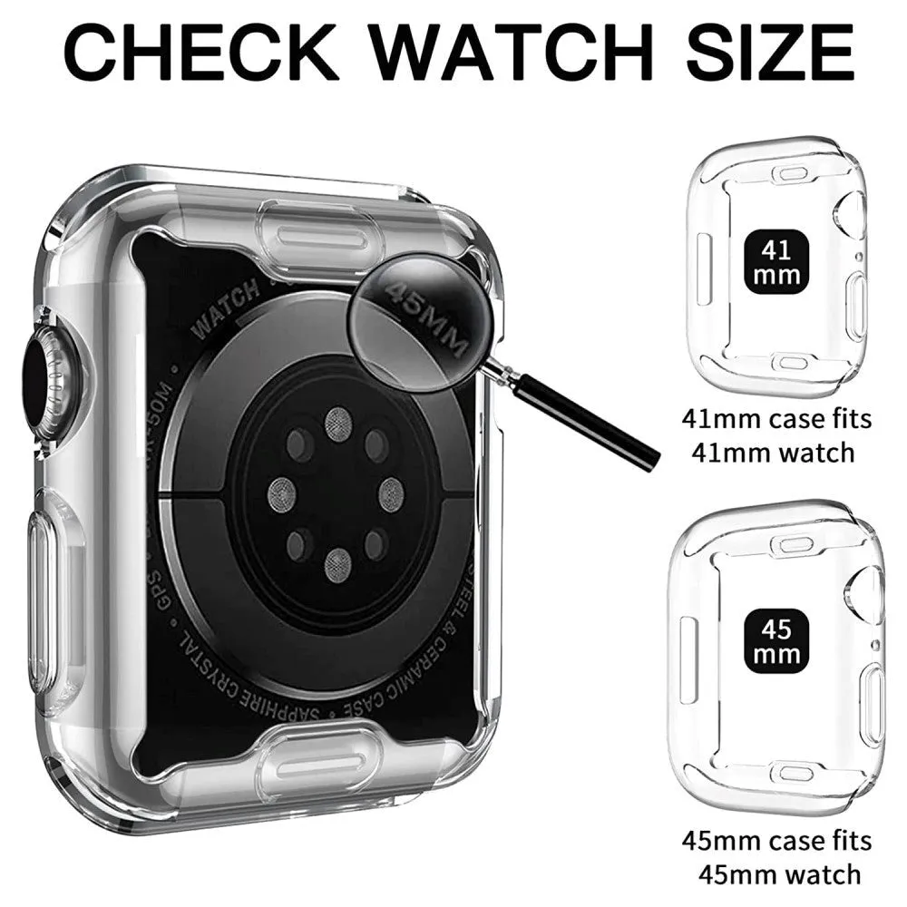 Apple Watch 9/8/7 (45mm) Fleksibelt Plastik Cover m. Indbygget Skærmbeskyttelse - Gennemsigtig