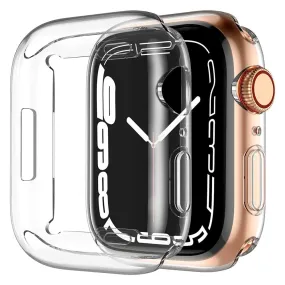 Apple Watch 9/8/7 (45mm) Fleksibelt Plastik Cover m. Indbygget Skærmbeskyttelse - Gennemsigtig