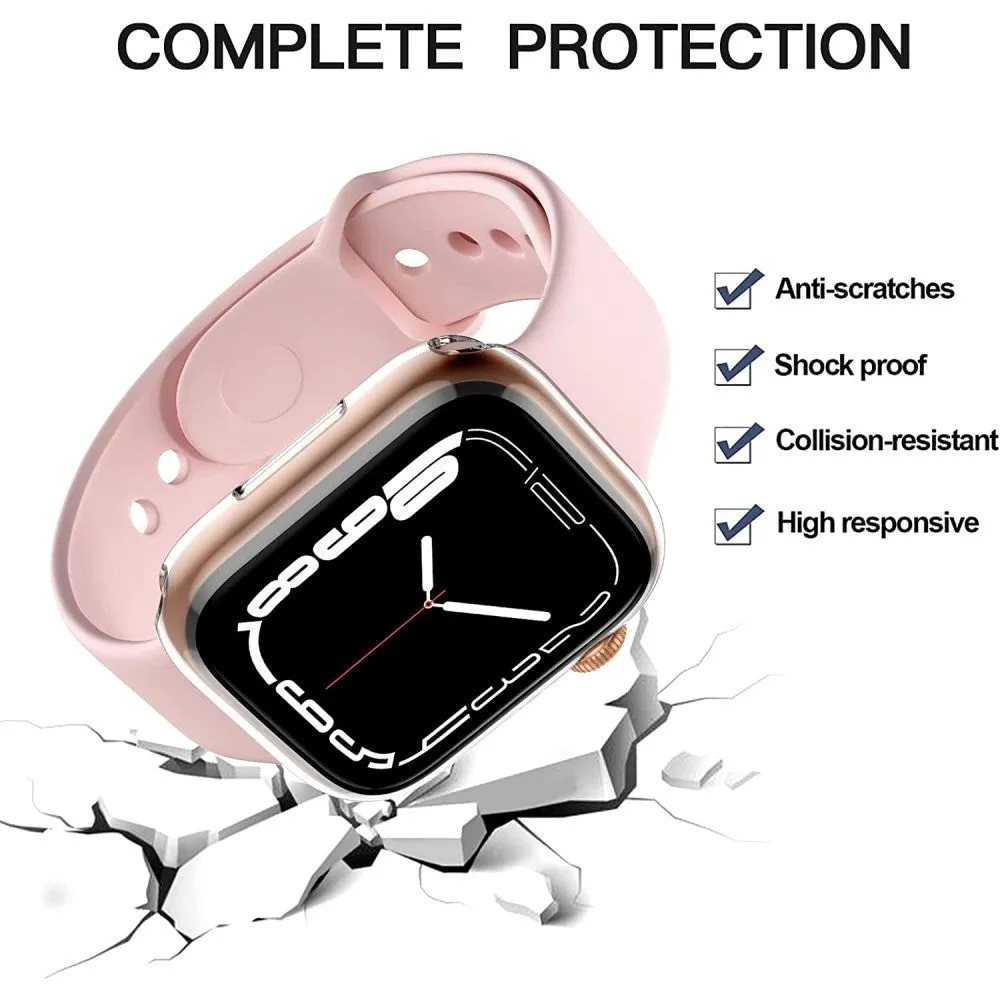 Apple Watch 9/8/7 (45mm) Fleksibelt Plastik Cover m. Indbygget Skærmbeskyttelse - Gennemsigtig