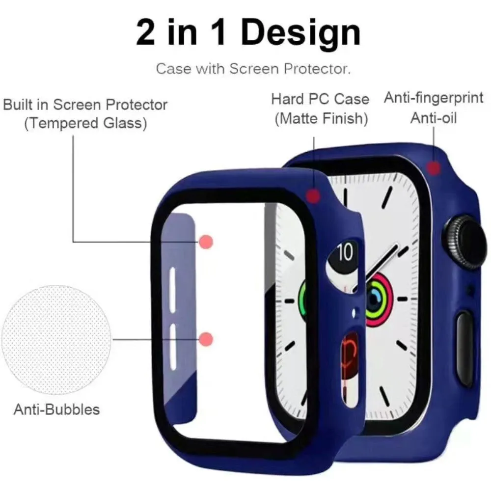 Apple Watch 9/8/7 (45mm) Hård Plast Cover m. Indbygget Skærmbeskyttelse - Mørkeblå