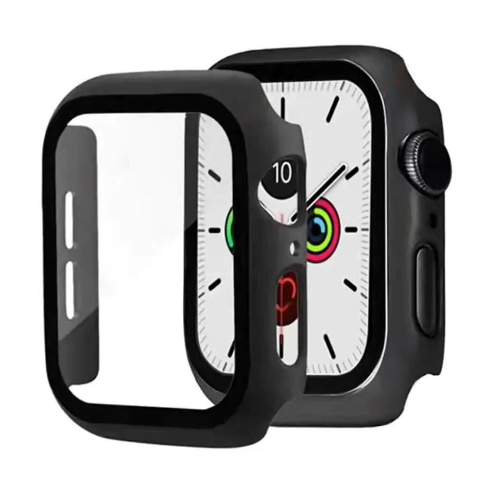 Apple Watch 9/8/7 (45mm) Hård Plast Cover m. Indbygget Skærmbeskyttelse - Sort