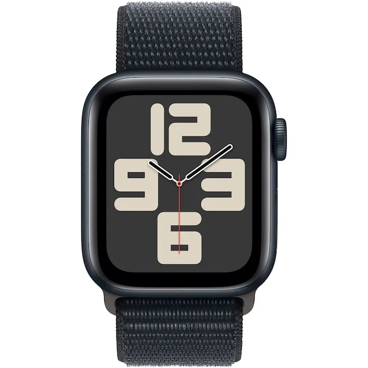 Apple Watch SE (2023), Cellular, Carcasa Midnight Aluminium 40mm, Midnight Sport Loop