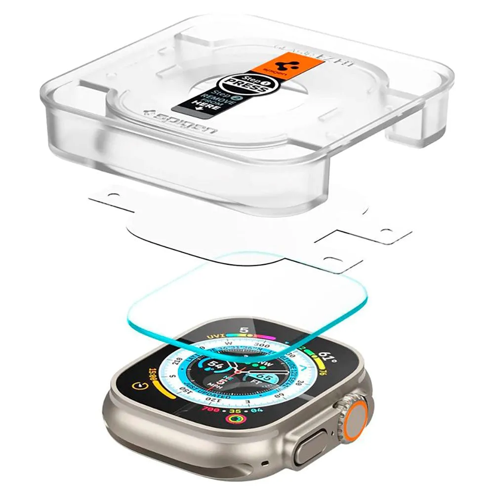 Apple Watch Ultra 1 / 2 (49mm) Spigen EZ Fit GLAS.tR Skærmbeskyttelse - 2-Pak - Gennemsigtig