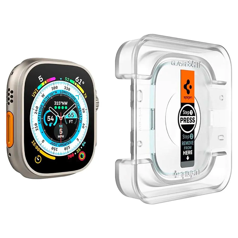 Apple Watch Ultra 1 / 2 (49mm) Spigen EZ Fit GLAS.tR Skærmbeskyttelse - 2-Pak - Gennemsigtig