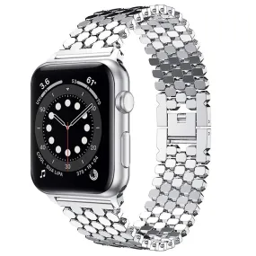 Apple Watch Ultra 49mm / 45mm / 44mm / 42mm | Stainless Steel Bands |Fish scale Pattern | Silver