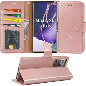 Arae Wallet Case for Samsung Galaxy Note 20 Ultra with Wrist Strap and Credit Card Holders