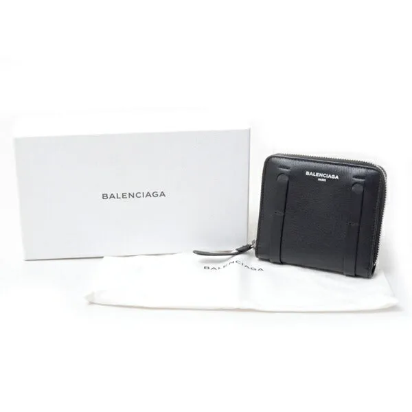 Balenciaga Leather Coin Case Black 489801