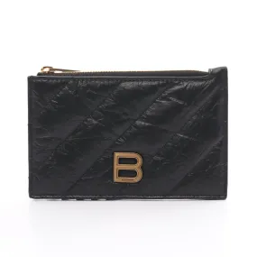 Balenciaga Leather Crush Card Case Black