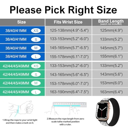 Bandiction Stretchy Nylon Solo Loop Band for Apple Watch Band 40mm 41mm 38mm 44mm 45mm 42mm 49mm for Women Men,Adjustable Stretch Sport Wristband Straps iWatch bands Series 9 8 7 6 5 4 3 2 1 SE Ultra