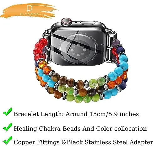 Beaded Boho Bracelet Compatible for Apple Watch Band 38mm/40mm Women Series 8/7/6/SE/5/4 Fashion Handmade Stretch Watch Strap for iWatch Band Series 3/2/1 Replacement