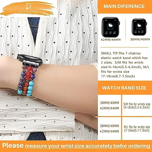 Beaded Boho Bracelet Compatible for Apple Watch Band 38mm/40mm Women Series 8/7/6/SE/5/4 Fashion Handmade Stretch Watch Strap for iWatch Band Series 3/2/1 Replacement