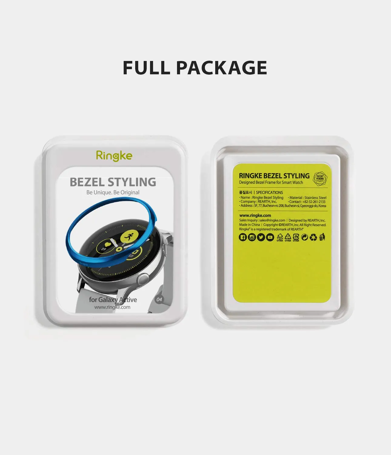 Bezel Styling Cover for Galaxy Watch Active (2019) - Glossy Blue [Stainless Steel]