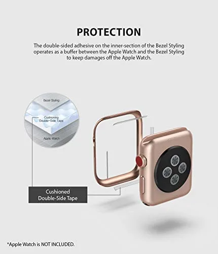 Bezel Styling for Apple Watch 38mm for Series 3 / Series 2 / Series 1 - Glossy Rose gold, (AW3-38-02) [Stainless Steel]