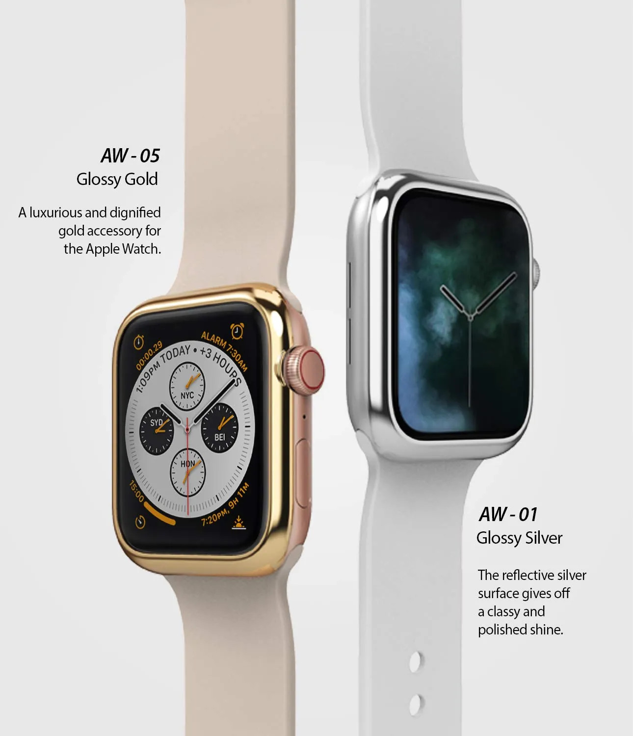 Bezel Styling for Apple Watch 40mm for Series 4 (2018) (AW4-40-01) -  [Stainless Steel] Glossy Silver