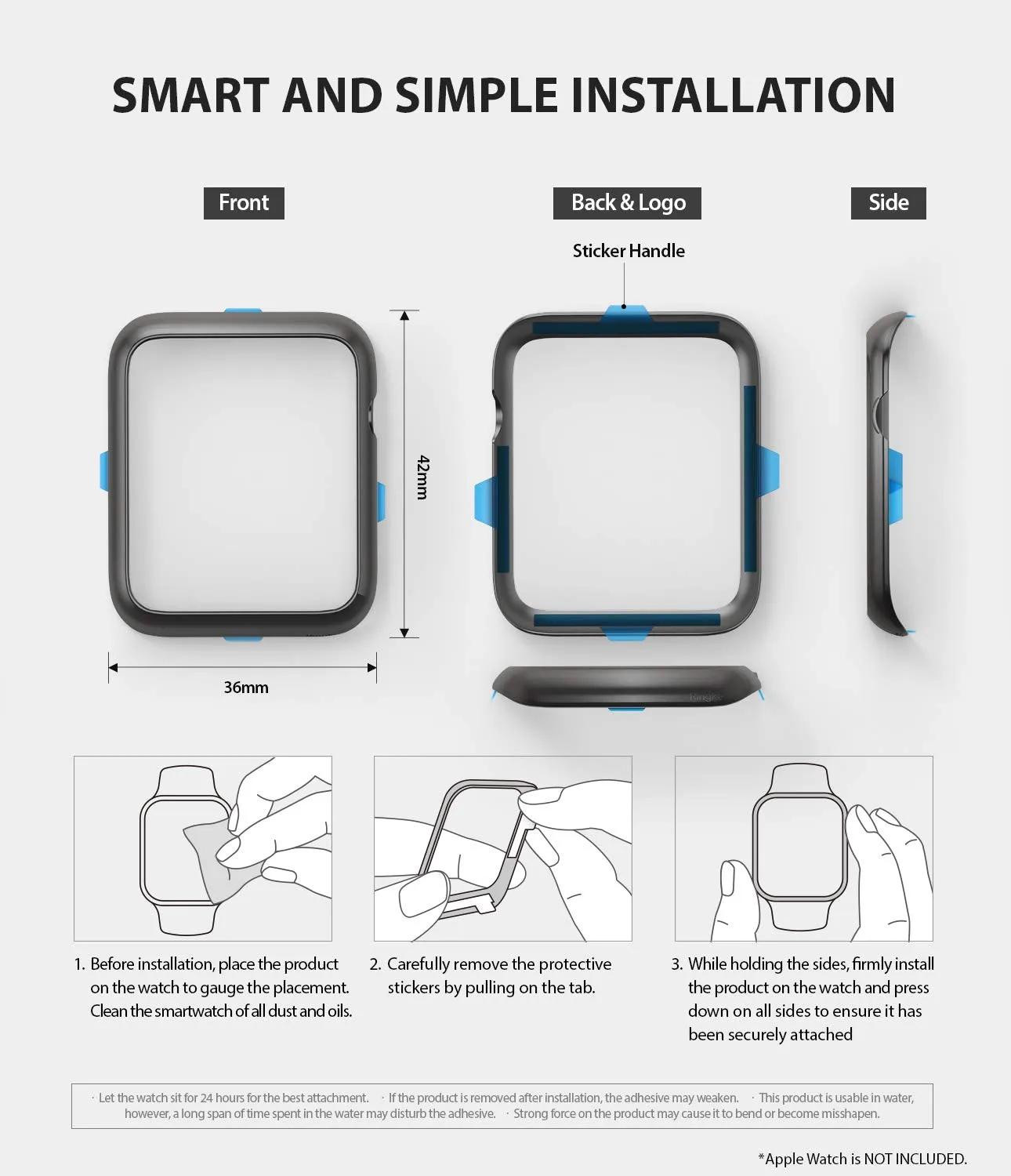 Bezel Styling for Apple Watch 42mm for Series 3 / Series 2 / Series 1 - Matte Gray (AW3-42-06) [Stainless Steel]