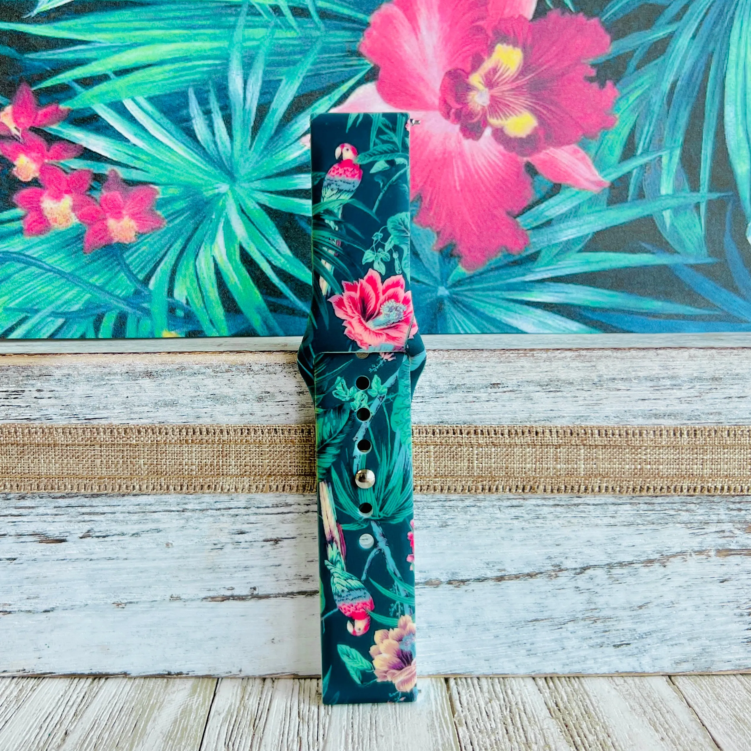 Birds Of Paradise Print Silicone Band For Samsung Watch