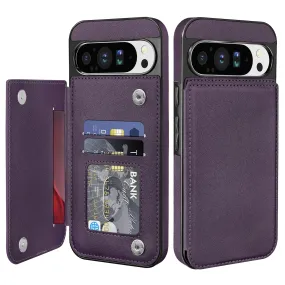 Bizzib for Google Pixel 9 Pro XL Case Leather Wallet with Card Holder, Flip Cover Kickstand Magnetic Closure Shockproof Heavy Duty Protective Case for Google Pixel 9 Pro XL,Deep Purple