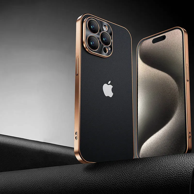 Black Gold | iPhone Gold Edge Leather Protective Case