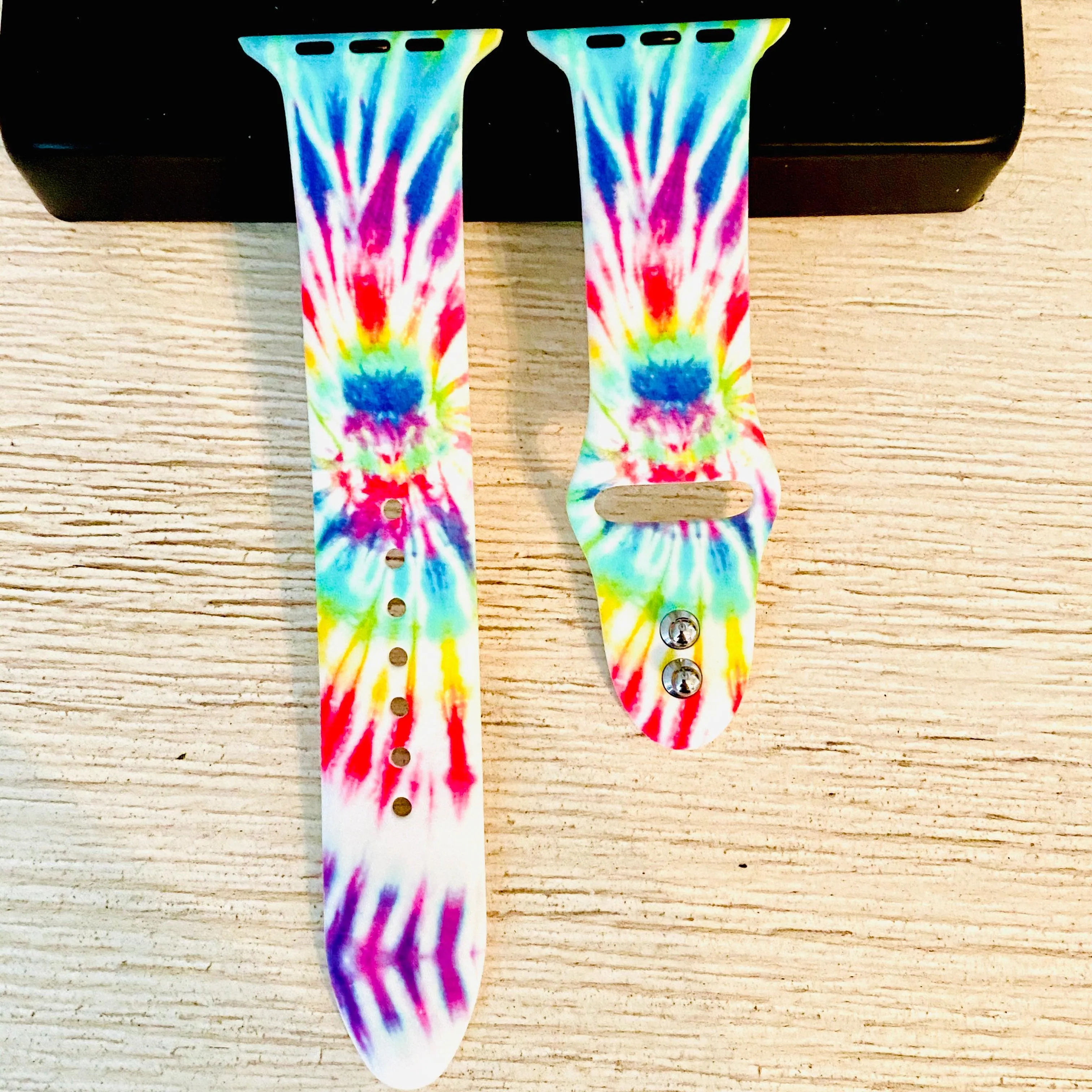 Blue Tie Dye Print Silicone Band For Apple Watch