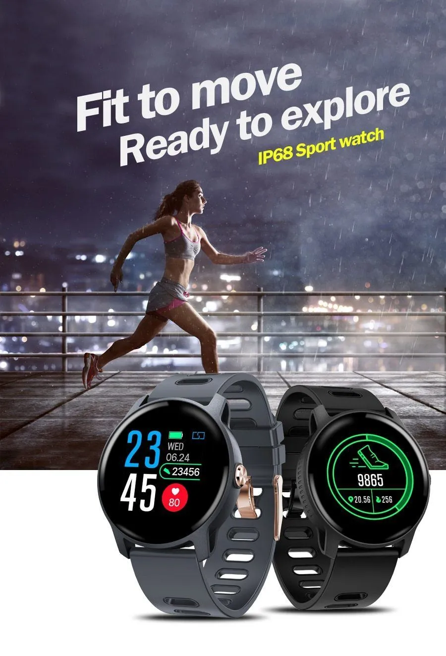 Bluetooth Sport Smart Watch IP68 waterproof Clock Fitness Tracker Heart Rate Monitor Smartwatch for IOS Android