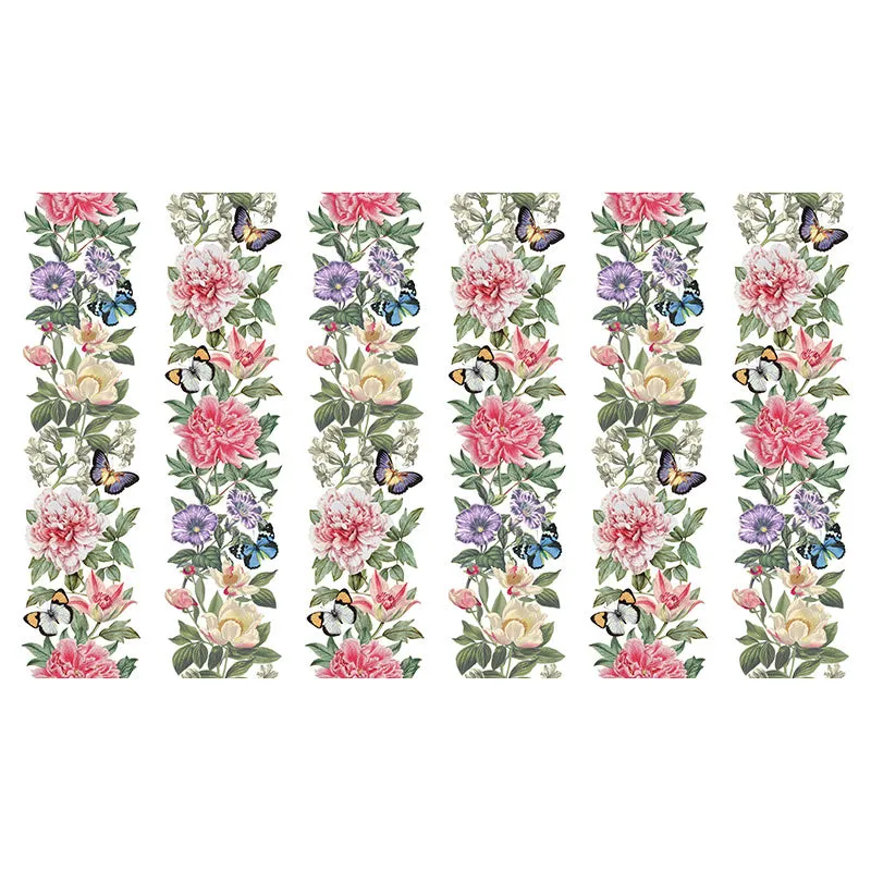 Botanica - Floral Stripe White Multi Digitally Printed Yardage