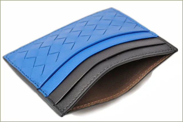 Bottega Veneta Card Case Intrecciato Blue/Black