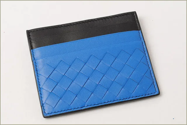 Bottega Veneta Card Case Intrecciato Blue/Black