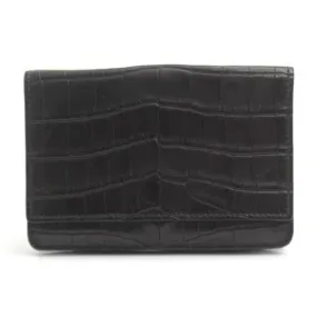 Bottega Veneta Crocodile Card Case Black