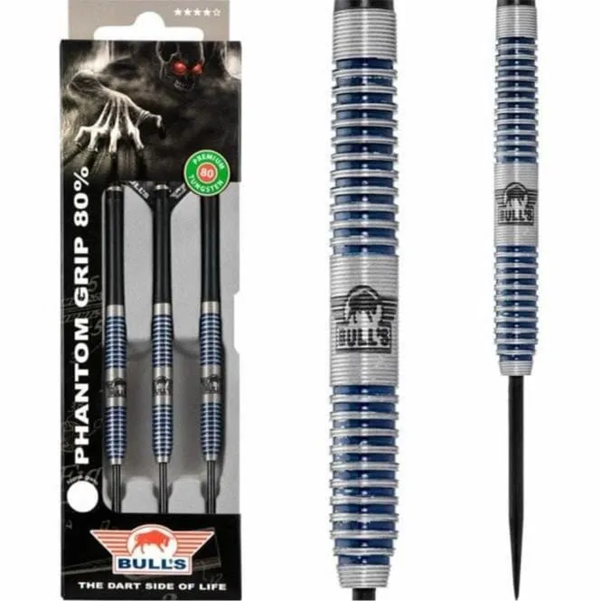 Bulls Phantom Grip Darts - Steel Tip - Micro Ring Grip - Blue