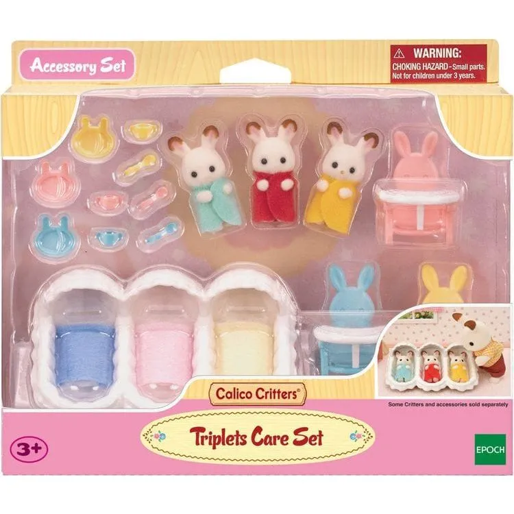 Calico Critters Triplets Care Set, Dollhouse Playset with 3 Figures and Accessories