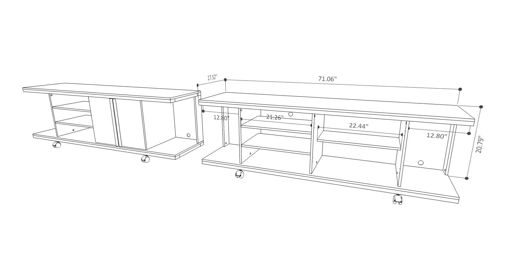 Carnegie TV Stand and Park 1.8 Floating Wall TV Panel with LED Lights in Nature and Nude