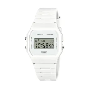 Casio Digital Led Stopwatch AlarmWhite Resin Band F91WB-7A