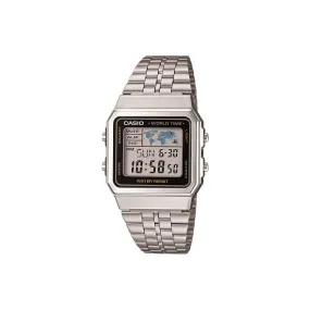 Casio Vintage Silver World Dial Digital Watch